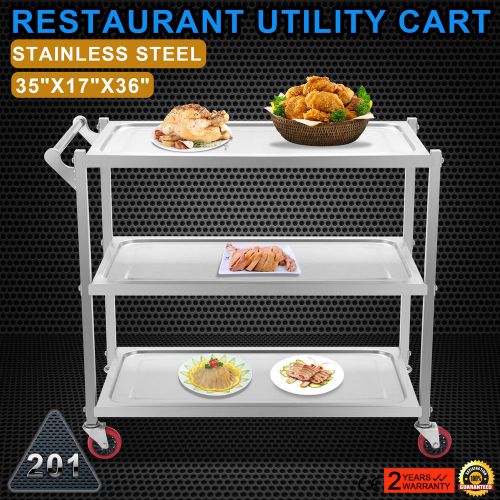 3 Tier Stainless Steel Catering Cart Shop/Cafe Cart Serving Tray Food Catering