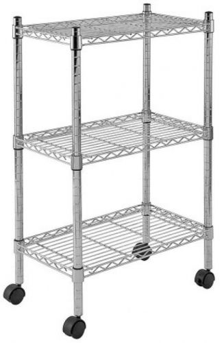 Sandusky MWS221333 3-Tier Mobile Wire Shelving Unit With 2 Nylon Casters, 3 33