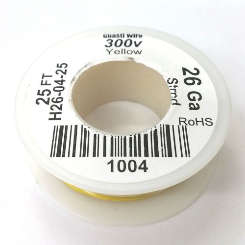 H26-04-25 ~ 26awg yellow pvc insulated stranded 300 volt hook-up wire 25&#039; roll for sale