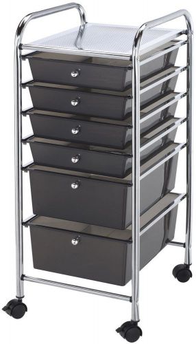 Blue Hills Studio - Storage Cart with 6 Drawers 13-Inch by 32-Inch (Smoke)