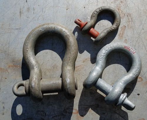 3 RIGGING SHACKLES w PINS CLEVIS SHACKLES LOGGING, LOGGERS TOOLS, RIGGING