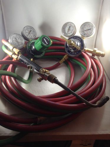 Harris Lab Torch Oxygen/Acetylene Radnor 2 Gauges Goodyear Hose (Lot LA)