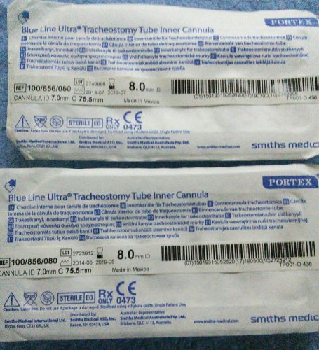 Smiths 100/856/080 Portex Blue Line Ultra T Tube Inner Cannula, 8.0mm ID - 2pcs