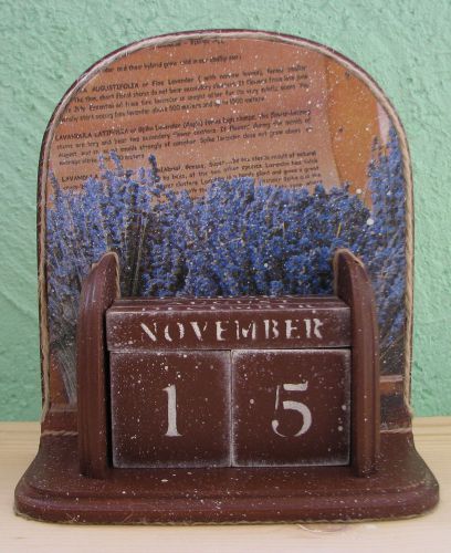 Wooden perpetual calendar, Handmade, decoupage, Provence, lavender