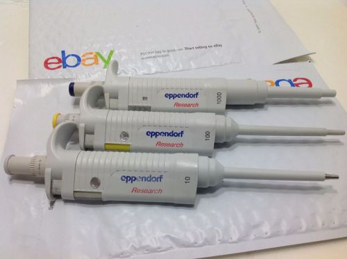 Set of 3 Eppendorf Research Adjustable Pipette 20, 200, 1000 ul   #12