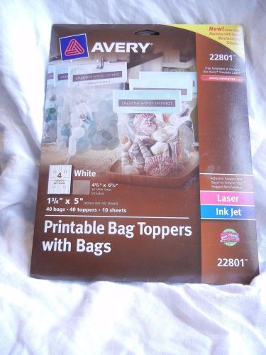 Avery Printable Bag Toppers with Bags, 1-3/4 x 5, White, 40/Pack (AVE22801)