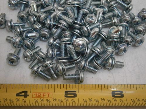 Machine screw #6/32 x 3/8&#034; phillips pan sems sq cone steel zinc lot of 121 #6115 for sale