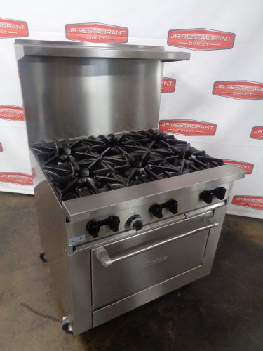 Never used! garland sunfire 36&#034; 6-burner natural gas range with oven on casters. for sale
