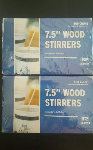 (2 Boxes) ROYAL 7.5&#034; Wood Coffee Beverage Stirrers Package of 500 FREE SHIP