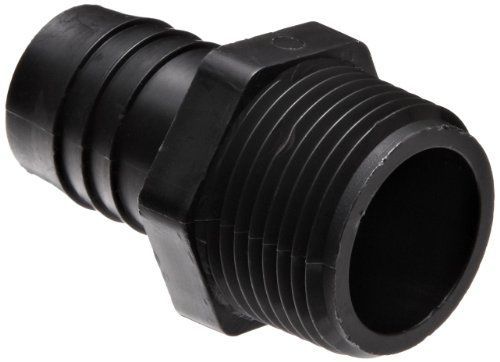 Thogus Polypropylene Tube Fitting, Adapter, Black, 3/8&#034; NPT Male x 1/2&#034; Barbed