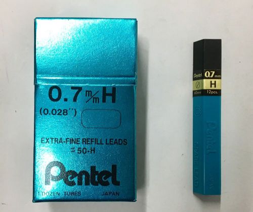 12 Tubes Pentel 50-H Super Hi-Polymer 0.7mm H 144 Lead Refills