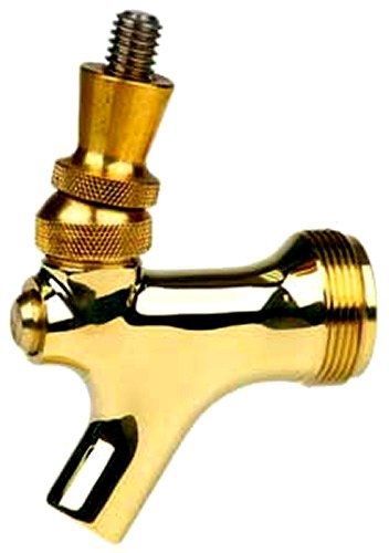 Draft Warehouse Polished Brass Beer Faucet with Stainless Steel Lever