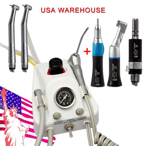 USA Dental Portable Turbine Unit+3 Way Syringe + High Low Speed Handpieces 4H M4