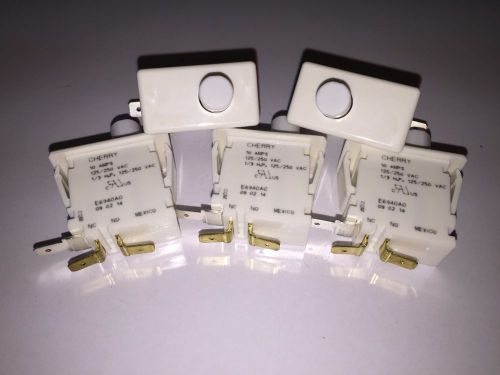 Lot of 5 cherry 0e6940a0 switch pushbutton 10a 125/250vac quick connect white for sale