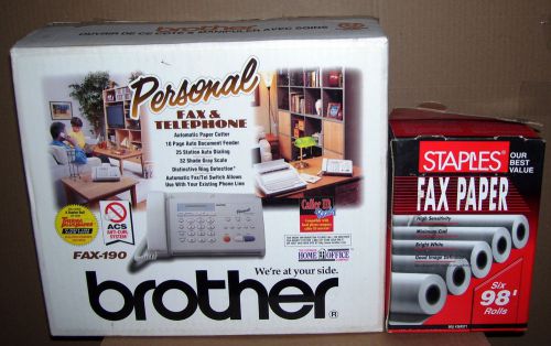 Brother Fax-190 fax machine in box w/ paper and instruction manual
