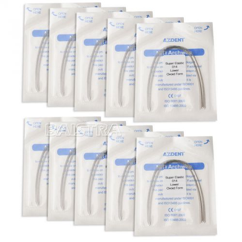 10 Packs AZDENT Dental Orthodontic Niti Arch Wire Super Elastic Round 014 Lower