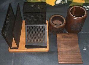 Vintage Wooden 4 Piece Desk Set