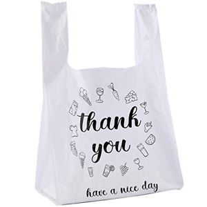 Foraineam 500 Ct Plastic Bags Thank You Reusable Grocery Bag - 13 x 7 x 21 inch,