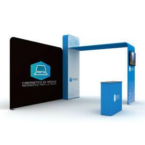 10ft Trade Show Display Booth System with Counter TV Bracket Custom Print