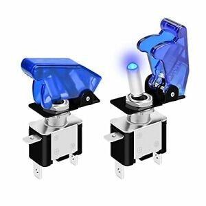 DaierTek 12V Blue LED Lighted Toggle Switch with Safety Cover Guard 3 Pin ON ...