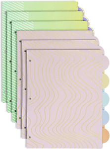 Rose Gold Glitter 3 Ring Binder Dividers with 5-Tabs - Cute Tab Paper Page Divid