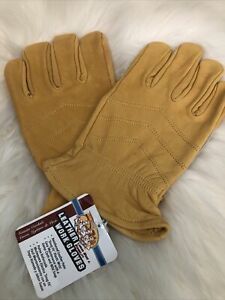 Leather Work Gloves Size L Midwest Air Tech Elastic Wrist Cowhide New!