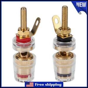 2pcs 4mm Brass Speaker Amplifier Binding Posts Terminals for Banana Plugs 3