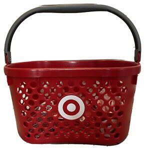 Target Red Logo Shopping Basket w/Gray Handle Pretend Play Kids Toy Name Tags