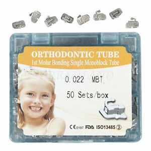 50 Sets/Box Dental Orthodontic 1st Molar Non-conv Monoblock MBT 0.22 Buccal Tube