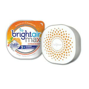 BRIGHT AIR 900436 Max Odor Eliminator Air Freshener, Citrus Burst, 8 oz, PK6