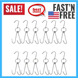 Stainless Steel Double Meat Hooks Roast Duck Bacon Shop Hook 9.4&#034; 12 Pack NEW