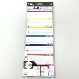 Happy Planner DAILY SCHEDULE Half Sheet Notebook Fill Paper - 60 sheets