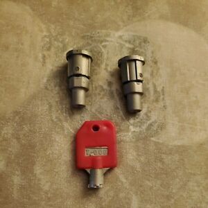 (2) LOCKS AND (1) RED TUBULAR KEY T-008 FITS MANY CANDY VENDING MACHINES 1800