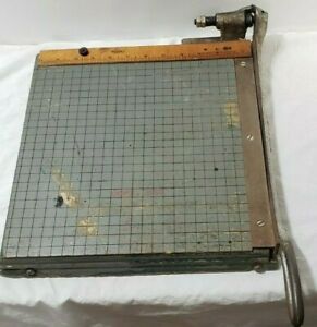 Vintage Milton Bradley Paper Cutter 12&#034; Lift Blade Guillotine Shear Falcon Ruler