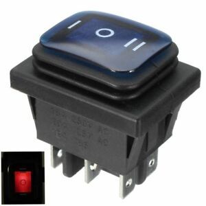 3 Position 6Pin Waterproof Rocker Switch With Lamp Light DSDT On/Off/On Car   ~
