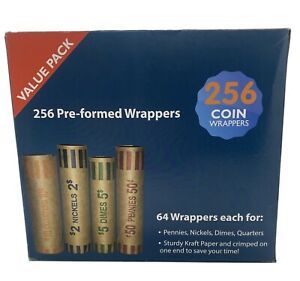 COIN WRAPPERS - Pre-formed - 256 Value Pack - P/N/D/Q  - NEW in Original Box