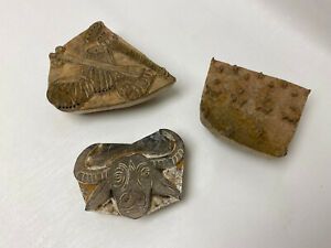 lot of 3 WOOD Block Stamp Hand Carved Wall Paper Textile Fabric Crafts Print