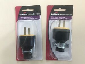 Cooper Straight Blade Rubber Plug 15A 125V Non-Grounding NEMA 1-15P Bulk 1723