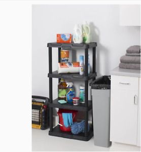 Blue Hawk 4-Tier Plastic Freestanding Shelving UNIT, 48&#034; Sturdy Durable Storage.