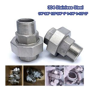 BSP Stainless Steel 304 Pipe Fittings - 1/4&#034; to 2&#034; Female x Male Union Connector