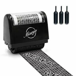 Identity Theft Protection Roller Stamp Set - Black (Incleded 3 Refill Ink)
