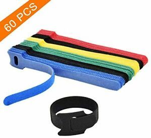 Hmrope 60PCS Fastening Cable Ties Reusable, Premium 6-Inch Adjustable Cord