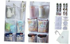 2 Pack -  6 Large Mesh Pockets Closet Door Hanging Shoe Rack Organizer White