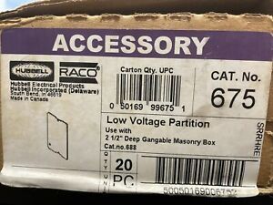 Hubbell RACO 675 Low Voltage Partition for 2-1/2” Deep Gangable Masonry Box 20ea