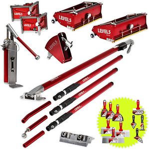 Drywall Finishing Set + Extension Handles - Level5 | Pro-Grade | 10/12&#034; Flat Box