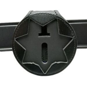 CHP California Highway Patrol Belt Clip Badge Holder Leather Neck Chain 7 Point