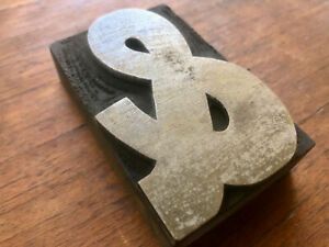 Antique letterpress wood type Printers Block Beautiful - and Ampersand &amp;