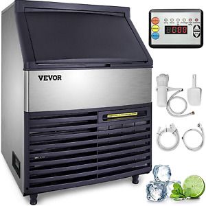 Vevor 110V Commercial Ice Maker 440Lbs/24H, 77Lbs Storage Bin, Etl Approved, Cle
