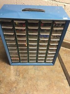 Vintage Akro-Mils 50 Drawer Metal Parts cabinet Switches Capacitors Trim Pots