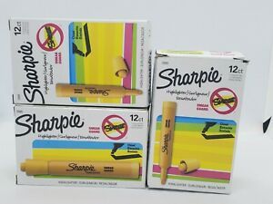 Sharpie Highlighter TankStyle 12ct x 3 Chisel Tip Yellow 25005 NonSmear New 36ct